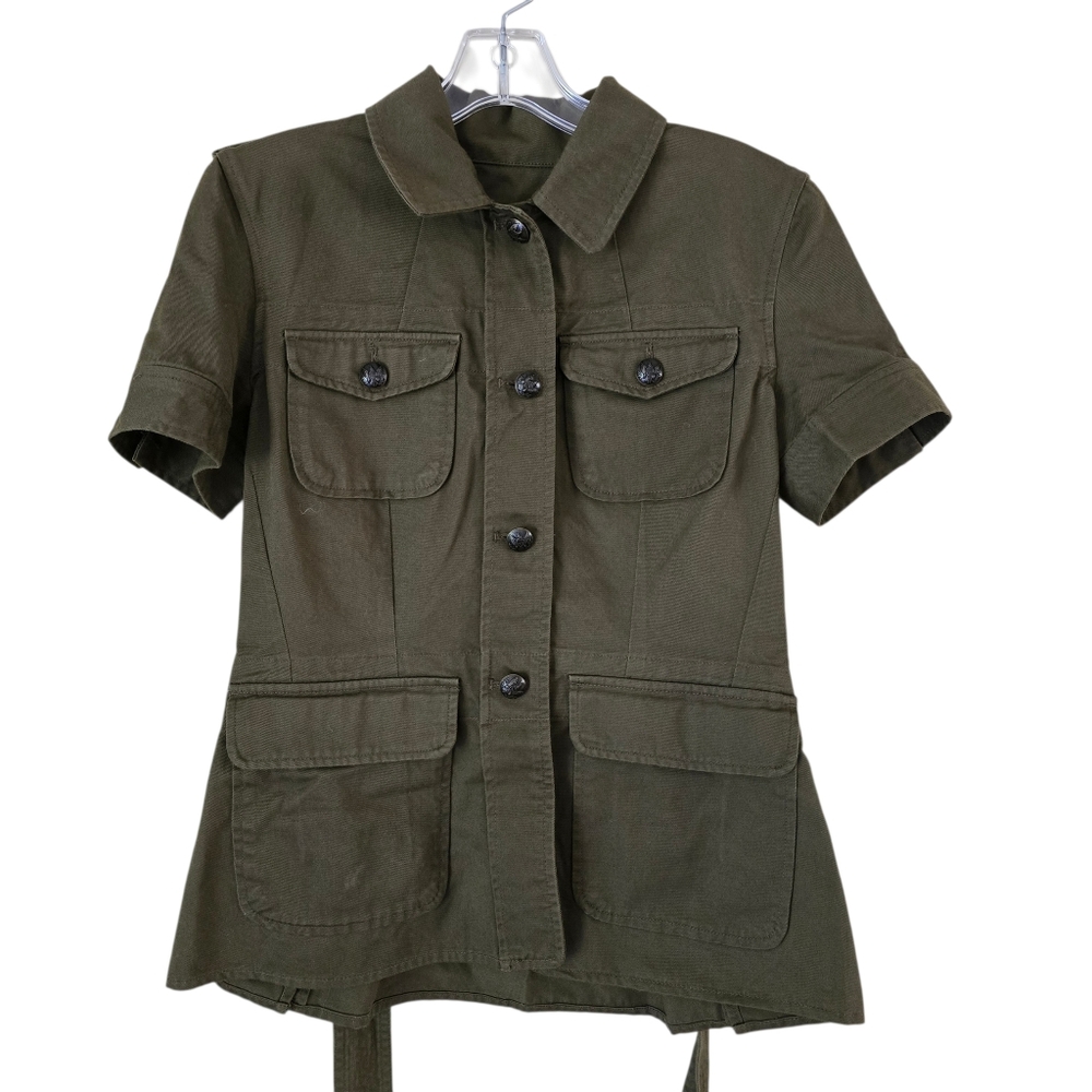 LAUREN JEANS COMPANY Short sleeve military belted green jacket size‎ small